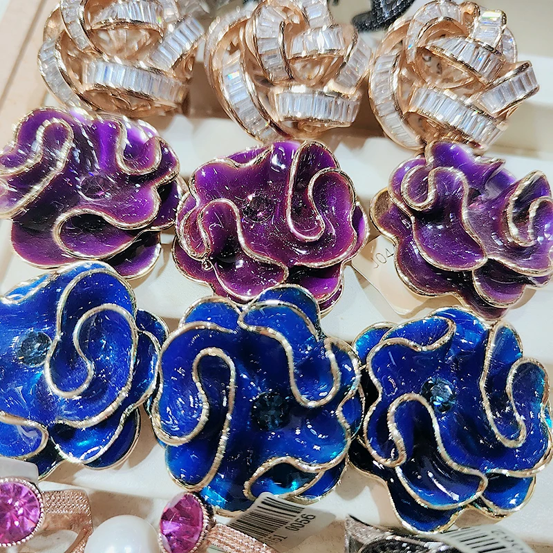 

Модные эмалевые кольца Xiyao с цветочным узором, многослойные, изысканная работа, стильные кольца для женщин, из сплава, с искусственными элементами