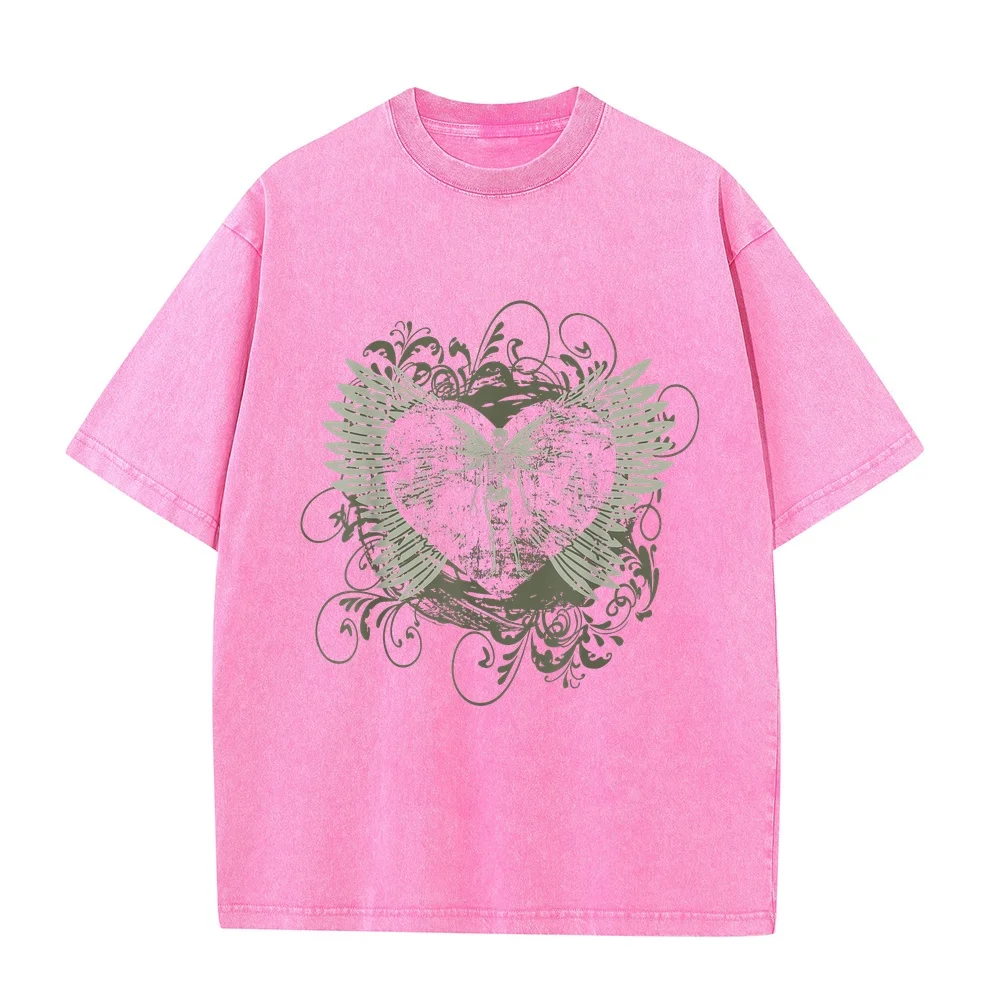 Aesthetic Y2k fairy wings skeleton alt grunge T-Shirt Funny T Shirt Oversized Man Cotton Women Large Tee Short Sleeve Humor