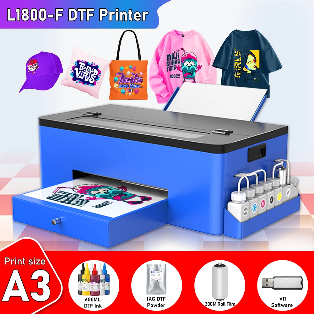 A3 DTF impresora dtf A3 Directly To Film For Epson L1800 Transfer t shirt Printing Machine for all fabric with V11 Software