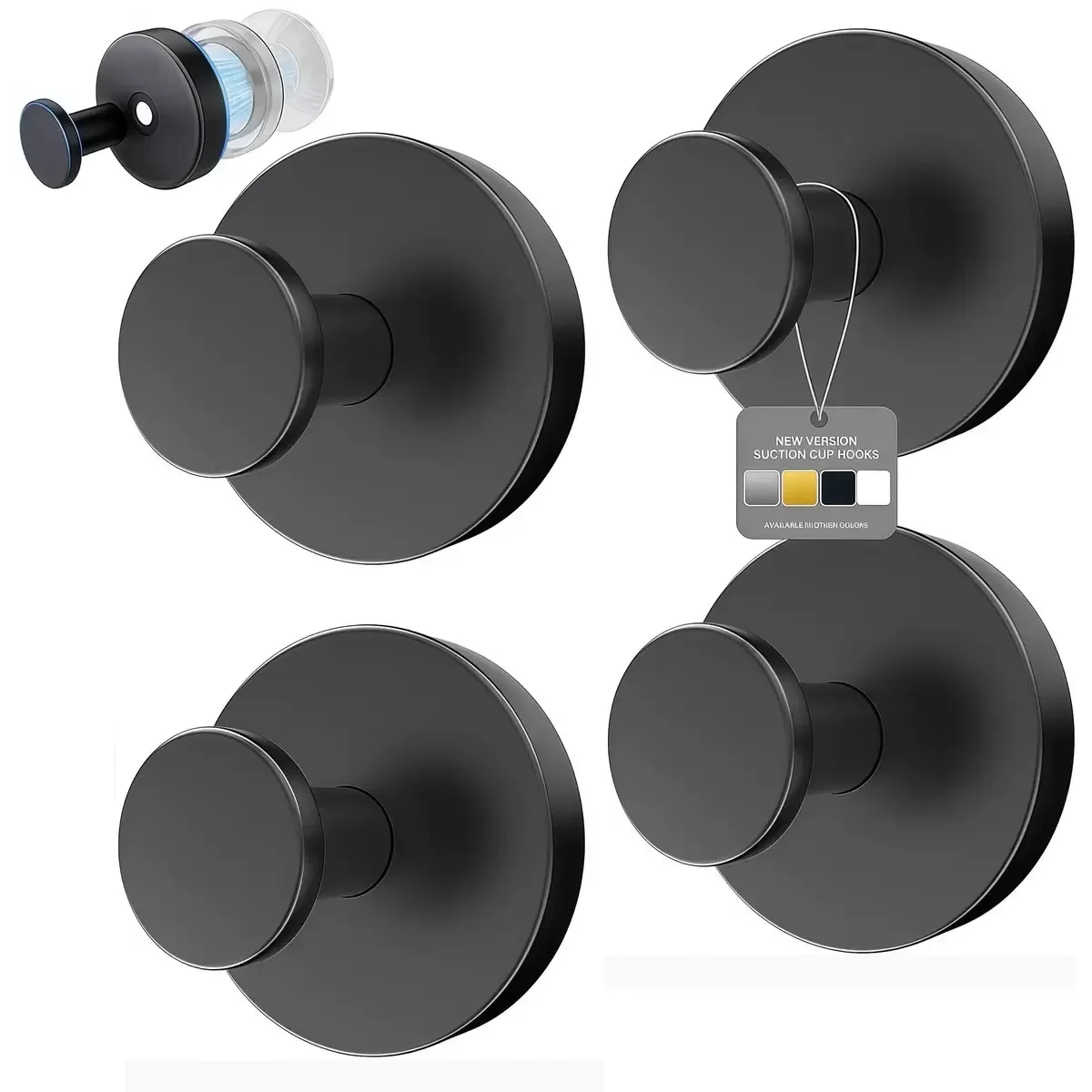 1-8PCS Stainless Steel Suction Cup Hooks Punch-free Wall Mounted Hook Hanging Towel Holder Kitchen Bathroom Vacuum Suction Cups