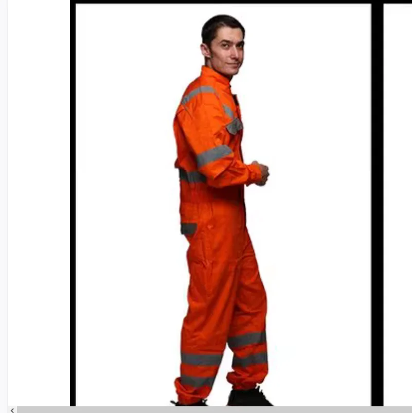 Cotton jumpsuit with reflective strip work clothes and protective clothing