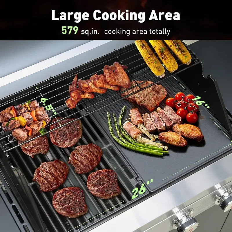 Man 4-Burner Gas Outdoor Kitchen Grill Island with Side Burner