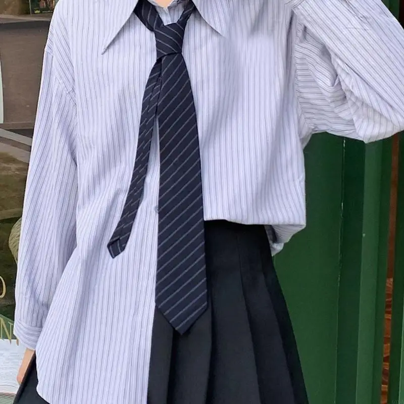 Retro JK Uniform Necktie Girls Striped Tie Adjustable Striped Neckties for School Shirts Uniforms and Casual Occasion 6XDA