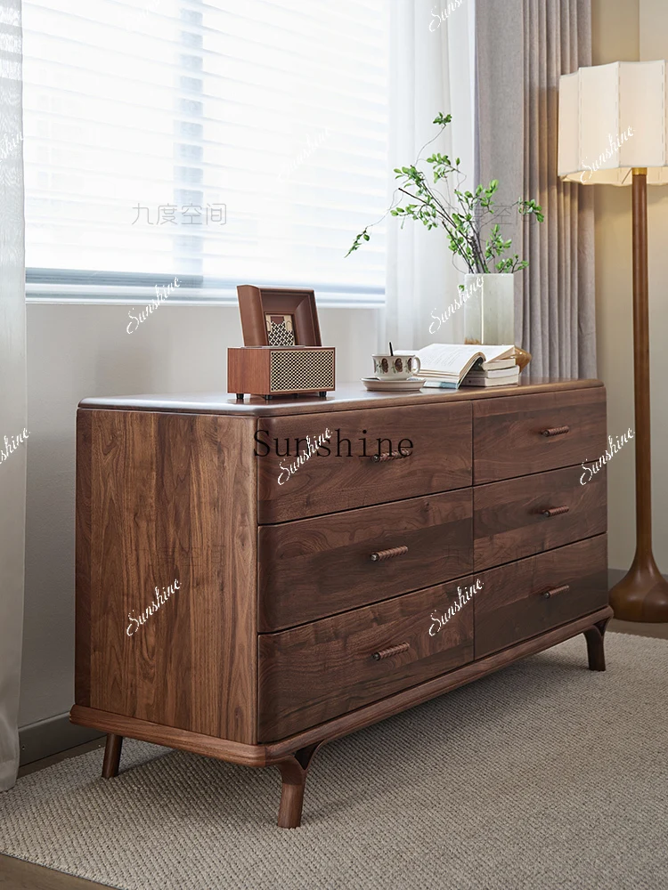 North American black walnut all solid wood six-chest cabinet living room side cabinet against the wall  FT