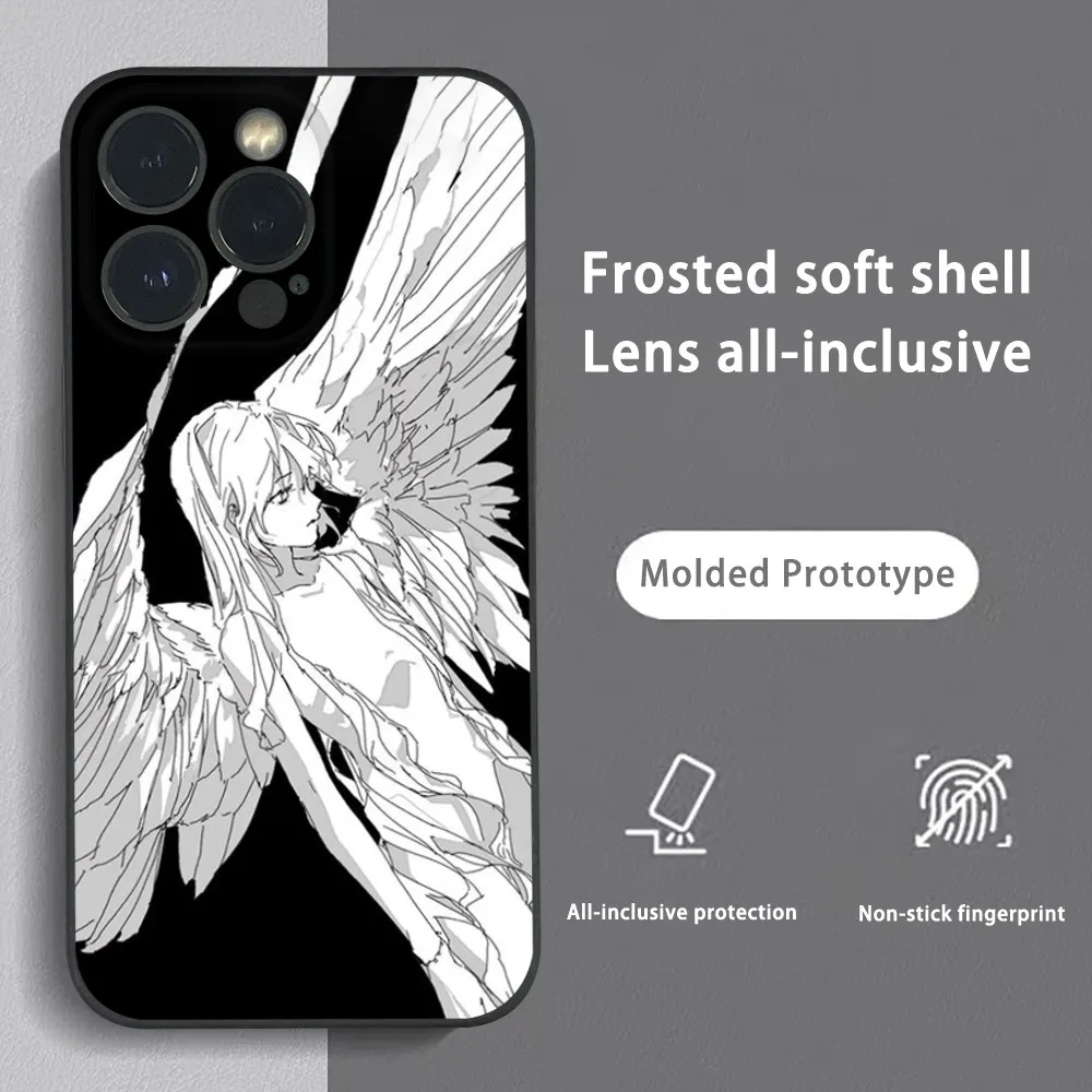 Retro Punk Angel Phone Case For iPhone 15 14 13 12 11 Pro Xs Max Mini XR X 7 8 Plus Black Frosted Soft Shell Funda