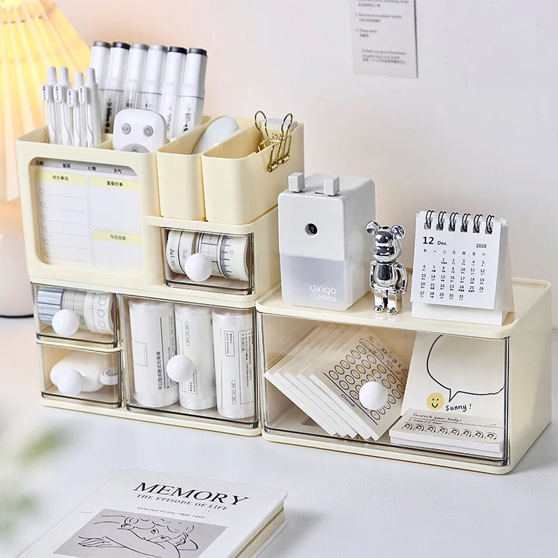 

Многослойный ящик для хранения офиса, большая вместительная коробка для хранения канцелярских принадлежностей, косметический ящик, милая коробка, кабельные стеллажи, держатели