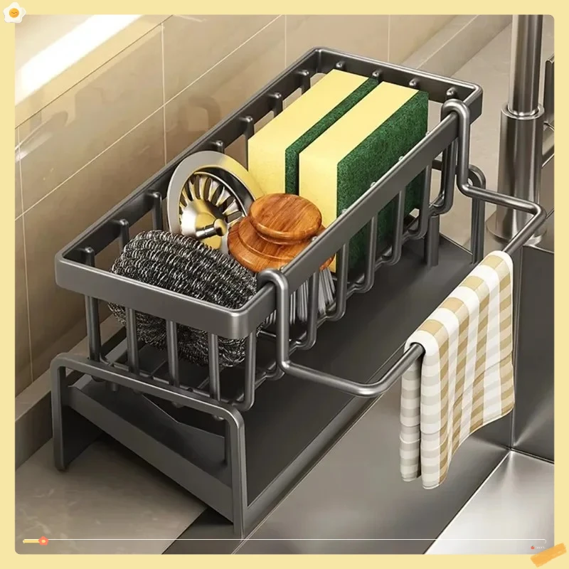 Compact Tap-Mounted Spice Shelf – Sink Organizer with Drainage Rack – Space-Saving Kitchen Storage for Utensils/Accessories