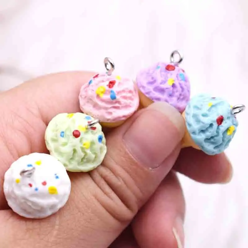 Earring For Women Resin Handmade 16*25mm 3D Food And Play Colorful Ice Cream Cup Cone Charms Drop Earrings Funny Gift