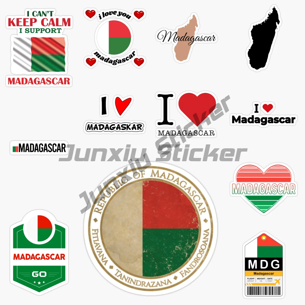 

Madagascar National Flag and Emblem Car Sticker, Vinyl Self-adhesive Waterproof and Sunscreen Decals