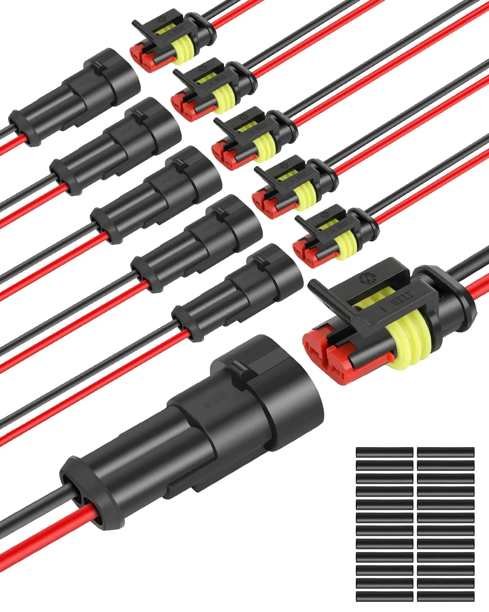 5 Pairts 2 Pin Connector Waterproof Male and Female Way 20AWG Wire Car Truck Boat Wire Connection Kit for Automotive DIY