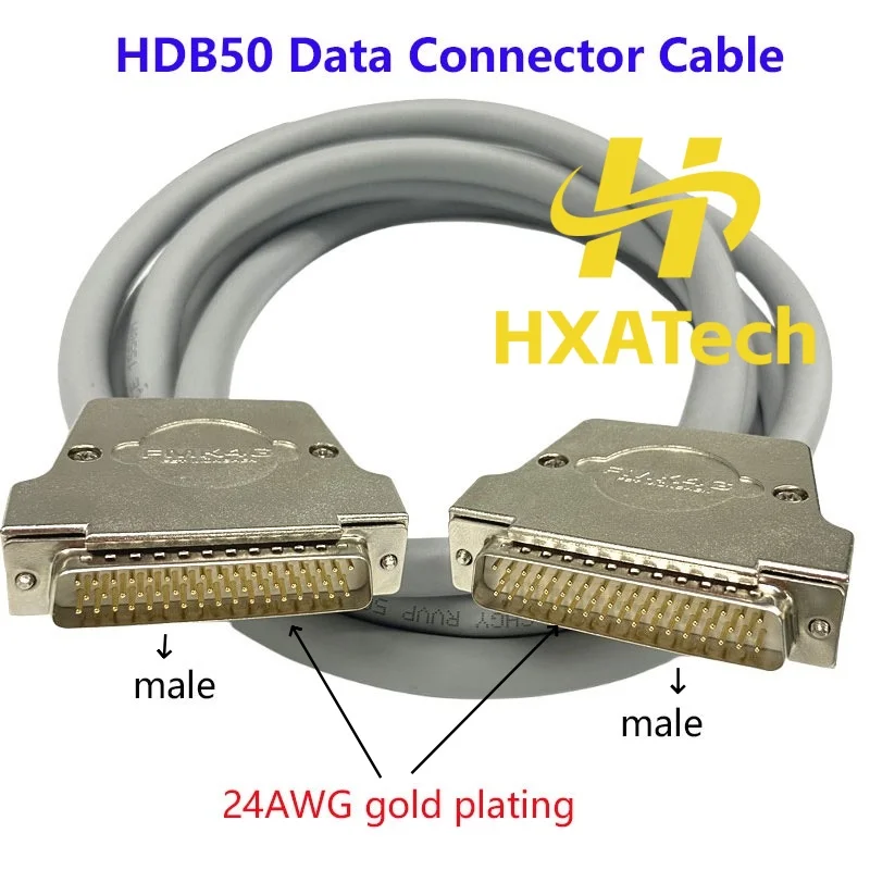 HXATech -50pin SCSI-HPDB50 Male Connector Data Cable with Number marker Pressure tube terminal splitter adapter Cord