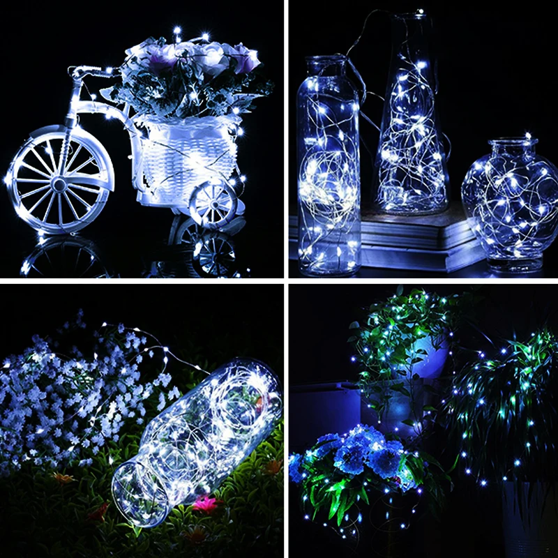 Solar Power Led String Lights Kerstmis Tuin Decor Garland Outdoor Waterdichte Fairy Koperdraad 8 Flash Modi
