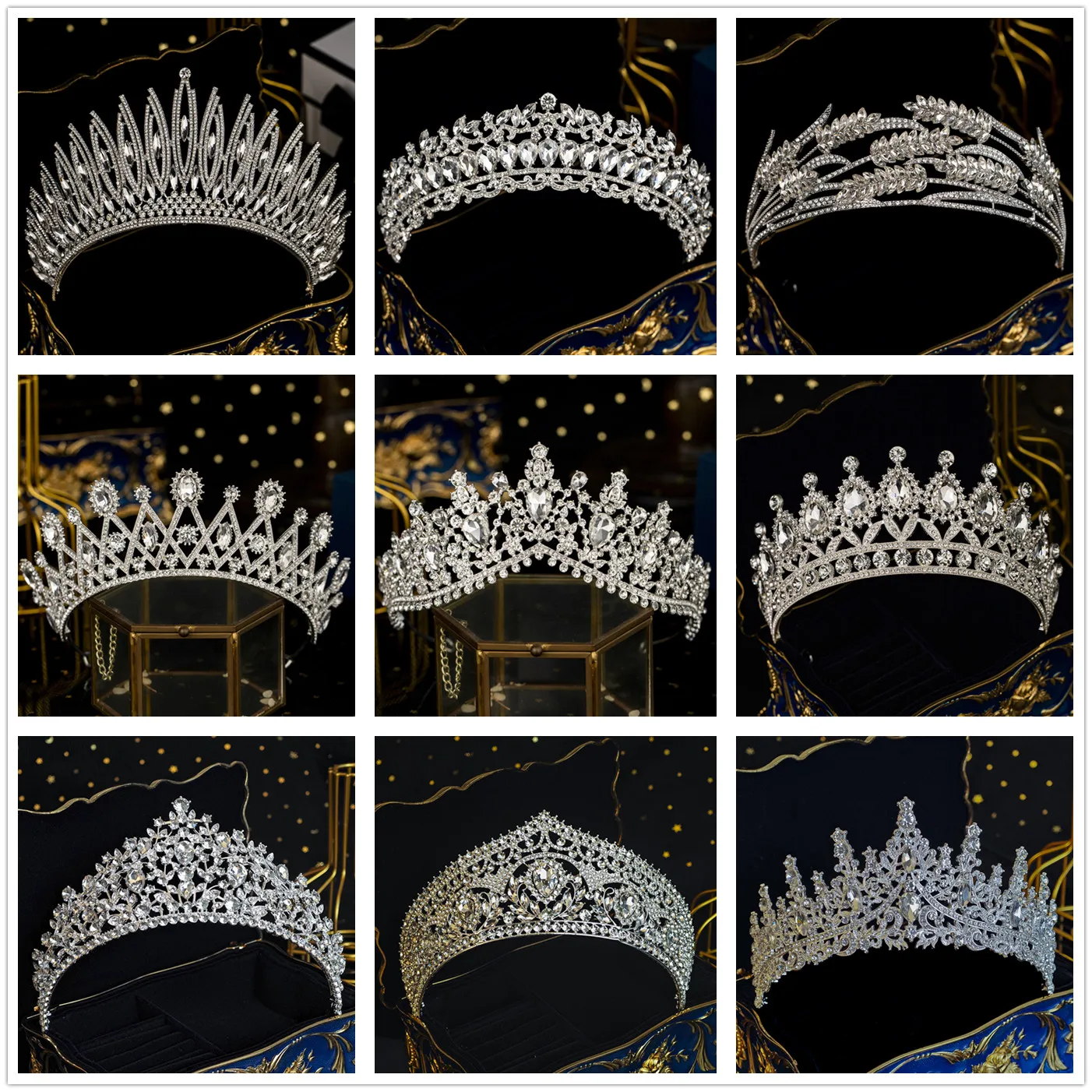 

Diverse Silver Gold Color Crystal Crowns Bride tiara Fashion Queen For Wedding Crown Headpiece Wedding Hair Jewelry Accessories