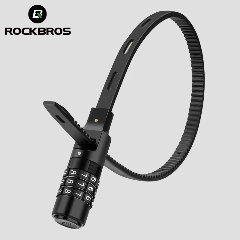 ROCKBROS Bicycle Lock Anti-theft 3-Digits Password Helmet Lock Steel Strip Safety Tielock Multifunctional Bicycle Accessories