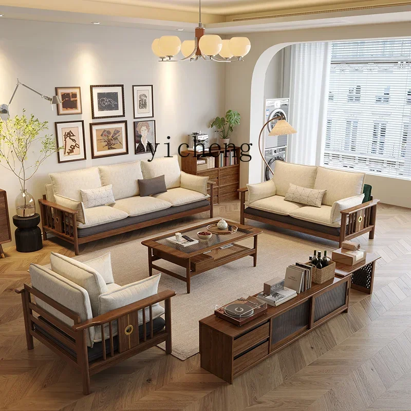 W26- Nordic solid wood sofa fabric sofa household small apartment sofa solid wood furniture