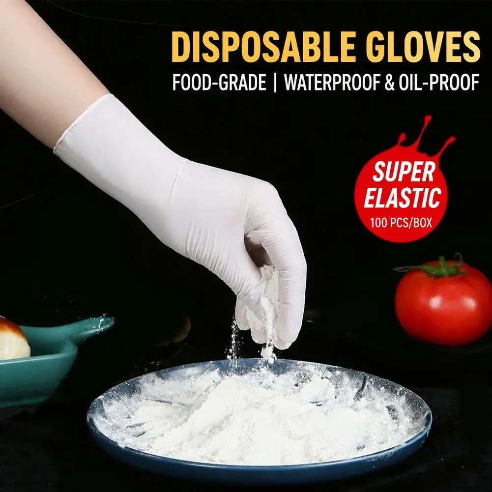 100Pcs Disposable Clear Pvc Vinyl Gloves Latex Powder For Kitchen Cooking Household Cleaning Pet Care Multi Purpose Hand Protect