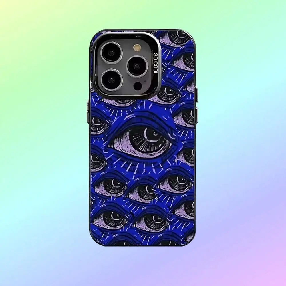 Straszne, zły oczy demona - etui na telefon iPhone 17, 16, 15, 14, 13, 12, 11, kolorowe, srebrne etui na telefon, pokrowiec Funda