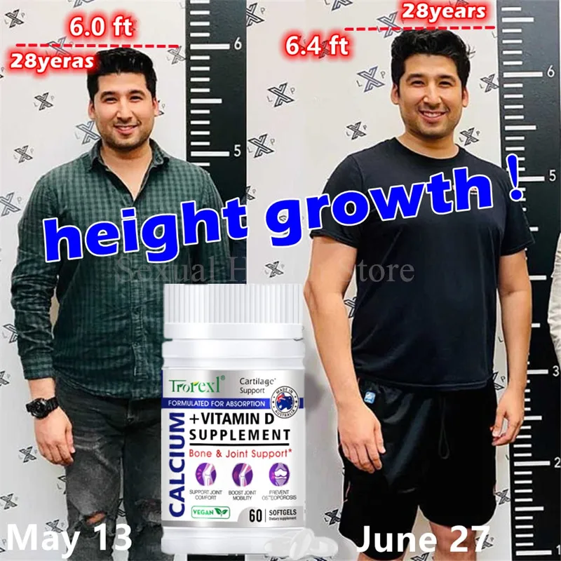 Natural Height Growth Maximizer for Kids, Teens, & Adults Vitamin D & Calcium Increase Peak Height Booster Bone Strength Pills