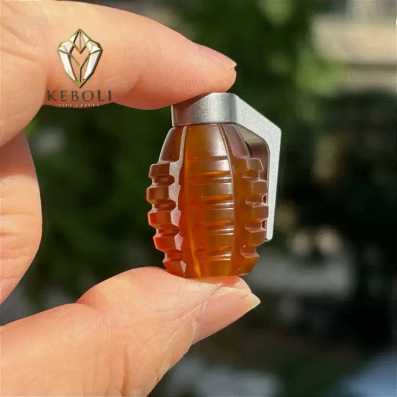 KEBOLI Hand Grenade Shape Keychain  Ultem PEI Titanium Alloy EDC Pendant Paracord DIY Accessory for Knife, Flashlight, Backpack, view 2
