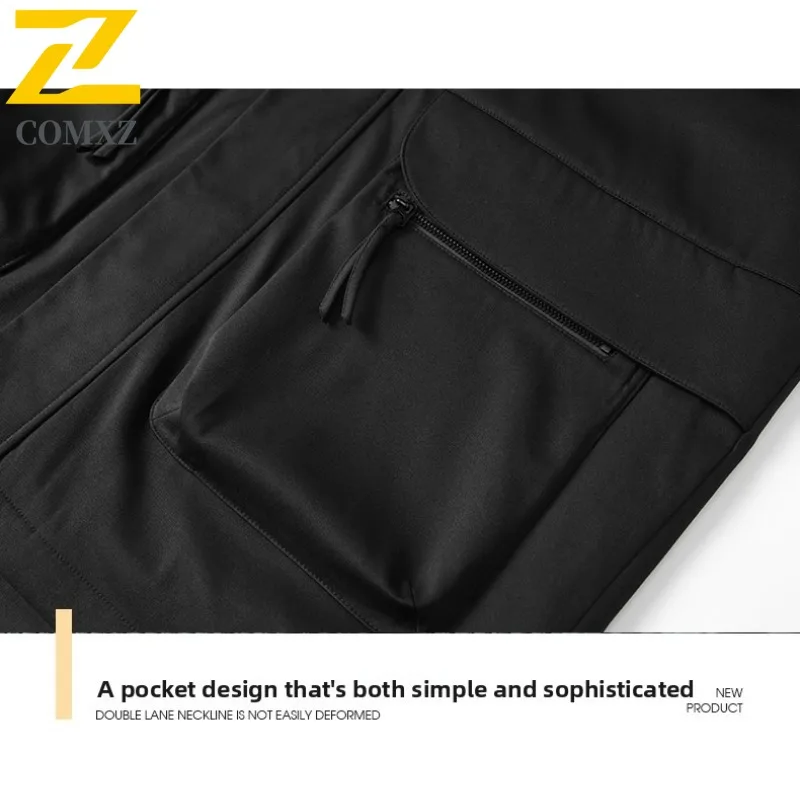 COMXZ الرجال مقنعين سترة 2025 العصرية الموضة في الهواء الطلق التخييم السفر التنزه الأدوات سترة الخريف سترة خفيفة الوزن سترة واقية