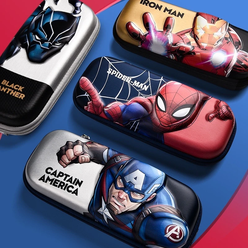 Estuche para lápices Spider Man Capitán América, gran capacidad, personaje de Anime, papelería de aprendizaje para niños, bolsa de almacenamiento impermeable