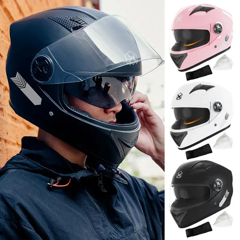 

Street Bike Full Face Helmets Breathable Motorbike Helmets with Neck Scarf Protective Motorcycle Accessories for Scooter