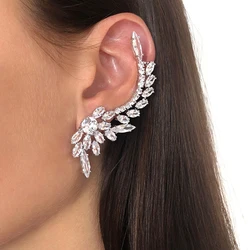 2024 Trendy Zircon Ear Clip Climber Earrings Piercing for Women Luxury Designer Jewelry Y2k Accessories Crystal Earrings Wedding