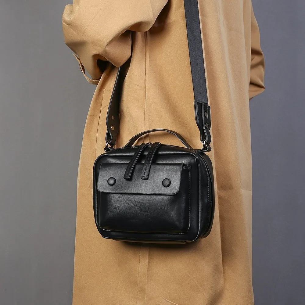 

Fashion PU Leather Messenger Bag Wide Strap Waterproof Crossbody Bag Square Shape Handbag Work Commute