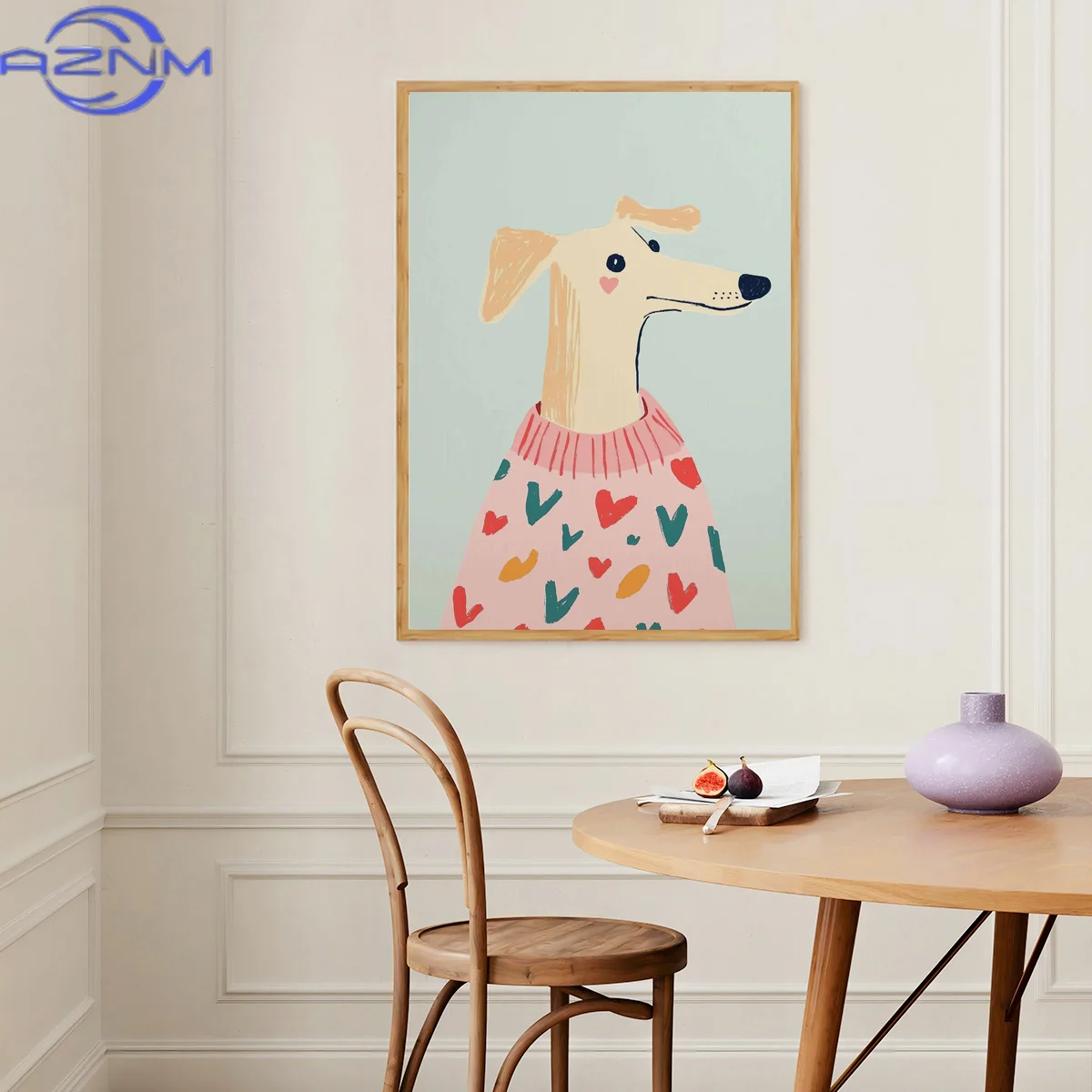 AZNM Minimalist Dog Aesthetics Poster Dachshund Bagel Hound Whippet Poodle Modern Pet Portrait Illustration Home Animal Decorati