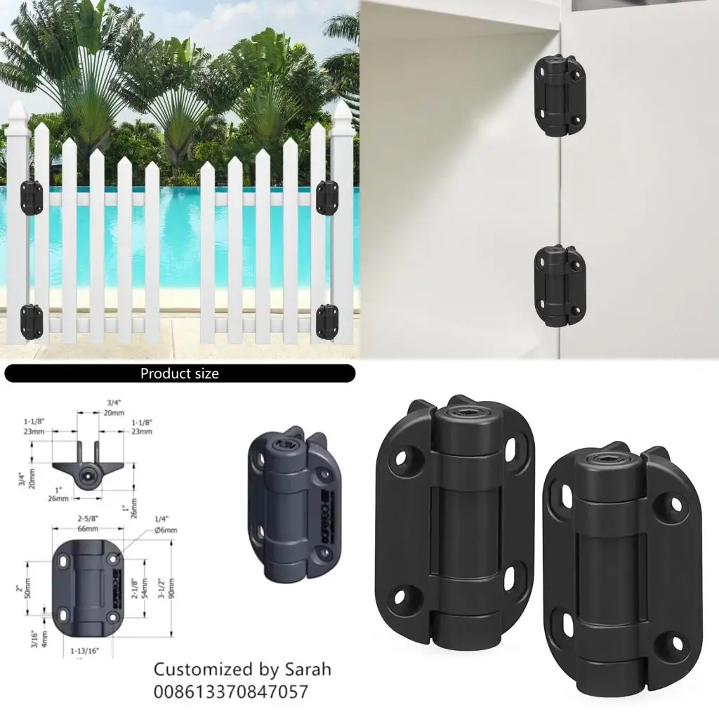  2Pcs Adjustable Tension Nylon Door Hinges Furniture Hardware Heavy Duty Auto Closing Gate Hinges Easy to Install