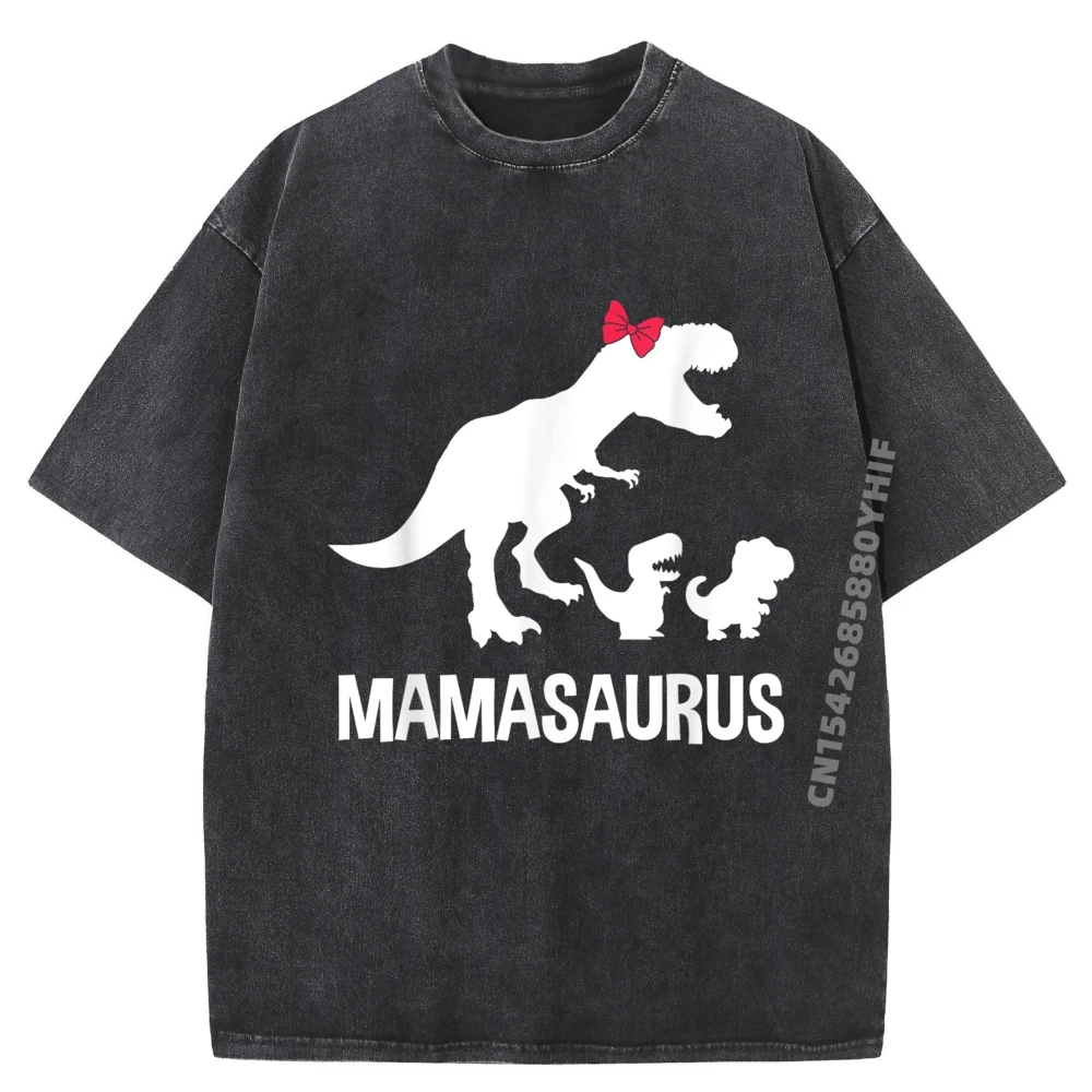 

Mamasaurus Семья динозавров Забавная идея для мамы Мужская одежда Роскошный дизайнер Свободная потертая рубашка большого размера