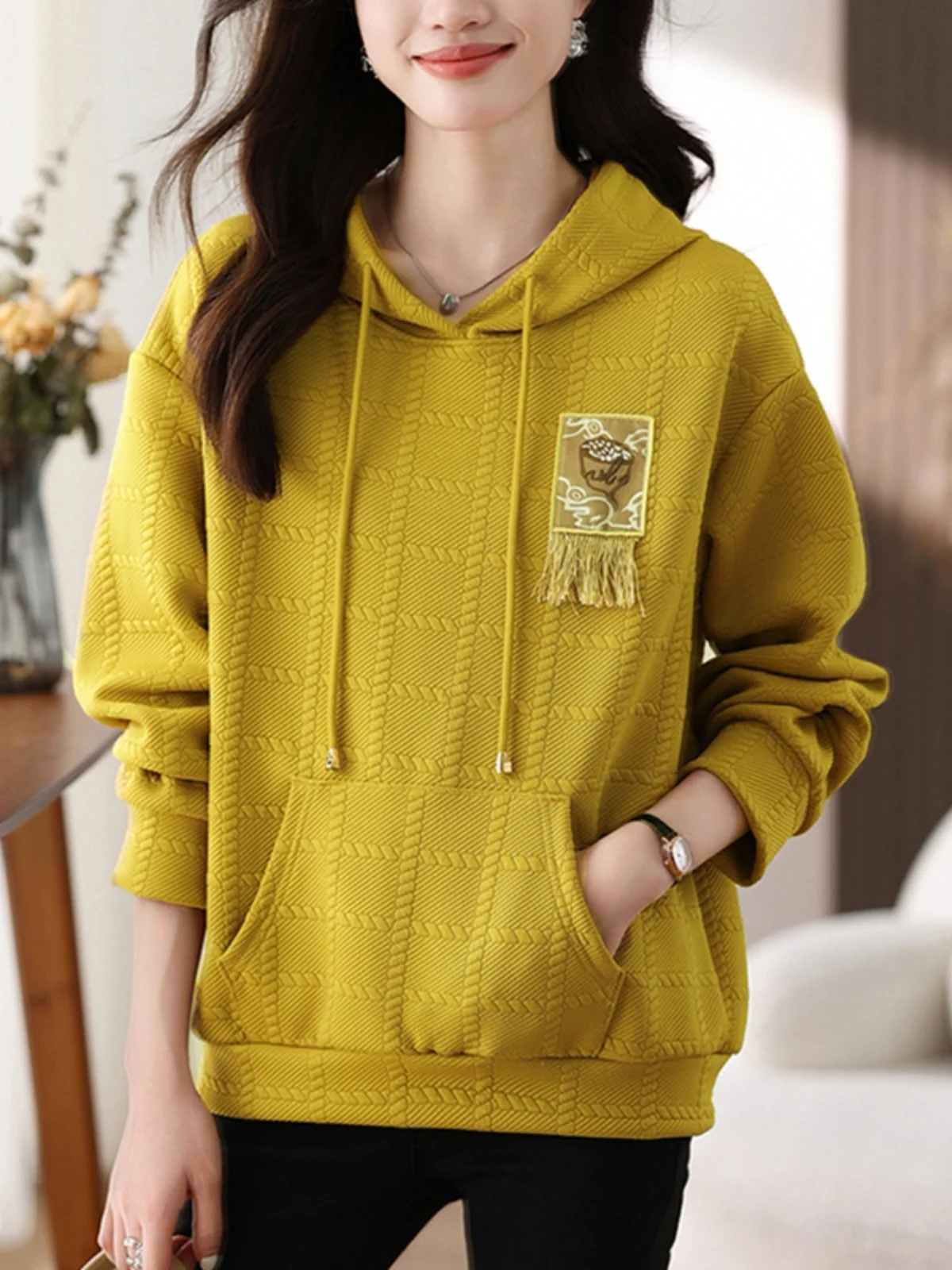 

Модная женская толстовка с капюшоном, свободного кроя, с длинными рукавами, из полиэфирного волокна, с буквенным принтом, весна-осень, новинка