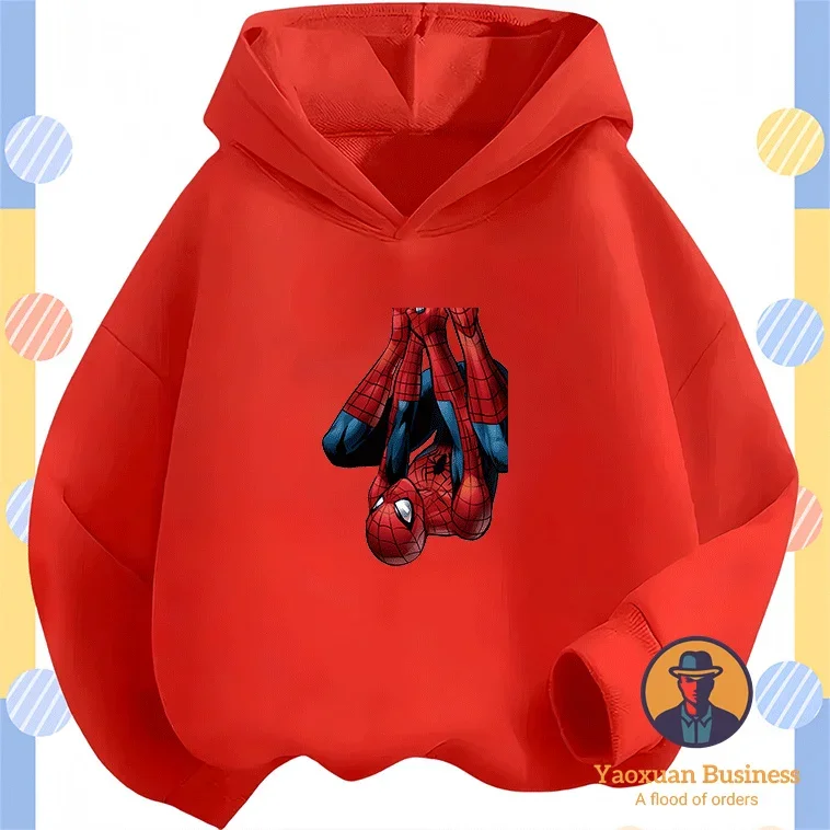 Venda quente 2025 homem-aranha meninos crianças pequenas meninas moletom com capuz bonito impresso dos desenhos animados à prova de vento quente outono inverno elegante