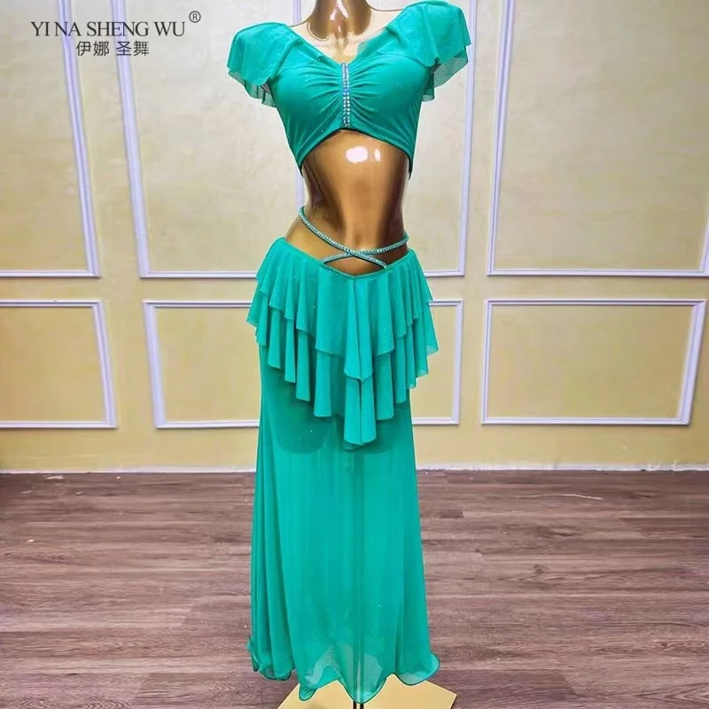 مجموعة أزياء النساء Wuchieal 2025 الجديدة لأداء الرقص الشرقي الشرقي تنورة علوية ممارسة اللياقة البدنية ملابس الرقص الزي #2