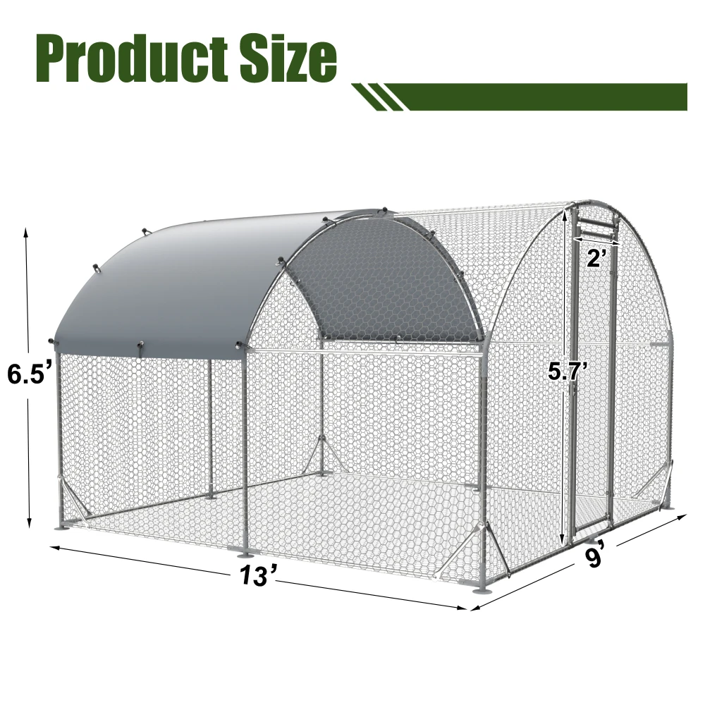 Large Metal Chicken Coop Upgrade Three Support Steel Wire Impregnated Plastic Net Cage Duck Rabbit Sheep Bird Outdoor House