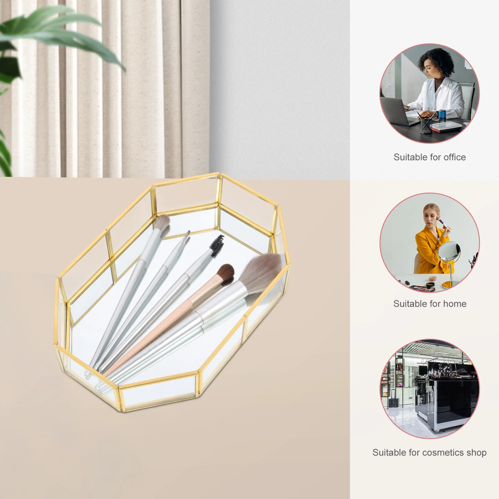 

Stylish Octagon Jewelry Storage Plate Key Lipstick Tray Desktop Adorn Wedding Jewelry Holder Elegant Vanity Tray