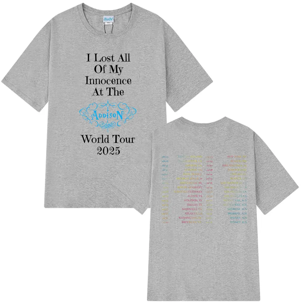 المغني أديسون راي 2025 جولة ميرش التي شيرت الرجال النساء قصيرة الأكمام القطن المحملة الصيف الجمالية Harajuku تي شيرت غير رسمي الشارع الشهير #5