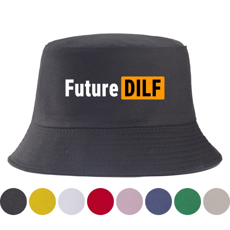 Future DILF Printed Bucket Hat Fashion Humor Joke Graphic Fisherman Cap Novelty Birthday Gifts for Friends New Dad Party Bob