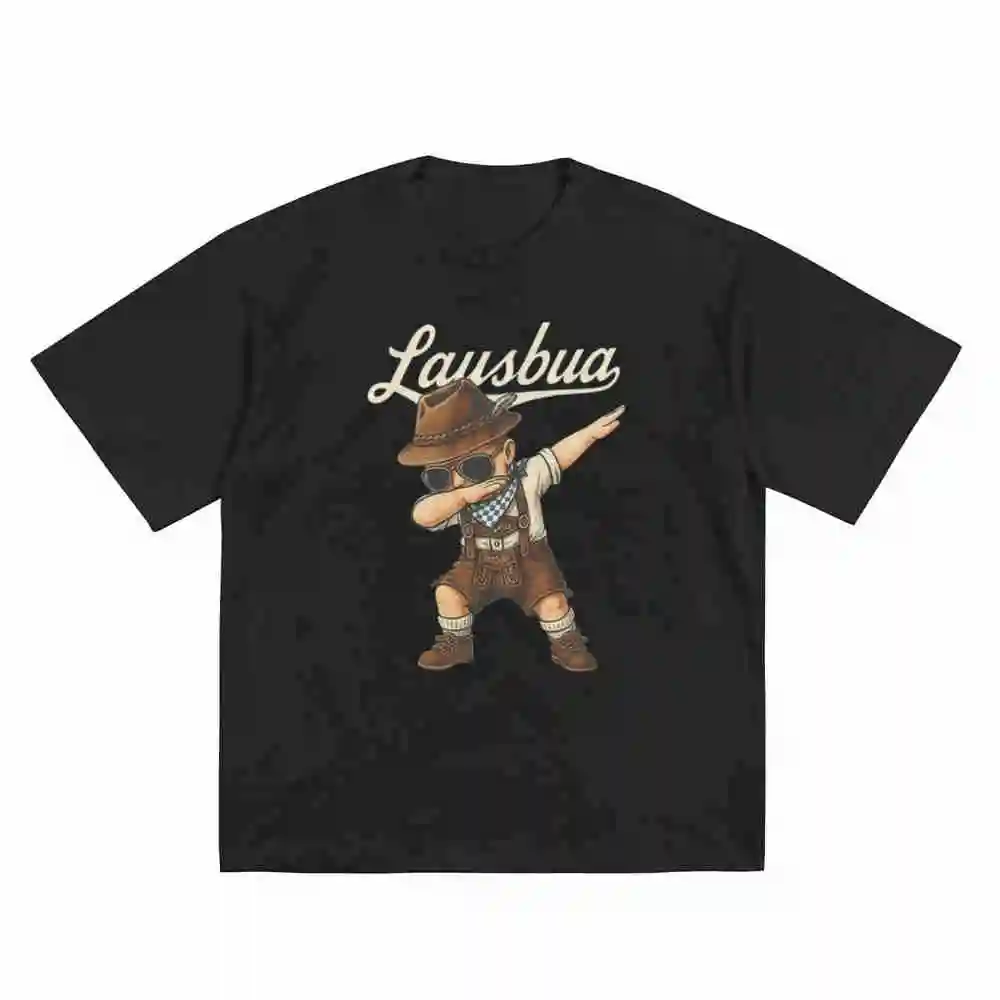 Oktoberfest Lausbua Trachten Dabbing Bavarian Beer Short Sleeve Tee 100% Cotton T-Shirt