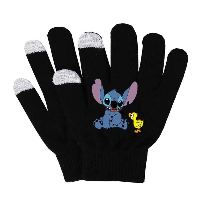 Anime Disney Stitch Gloves Kawaii Stitch Knit Warm Touch Screen Gloves Cartoon Children Gloves Boys Girls Cosplay Gifts