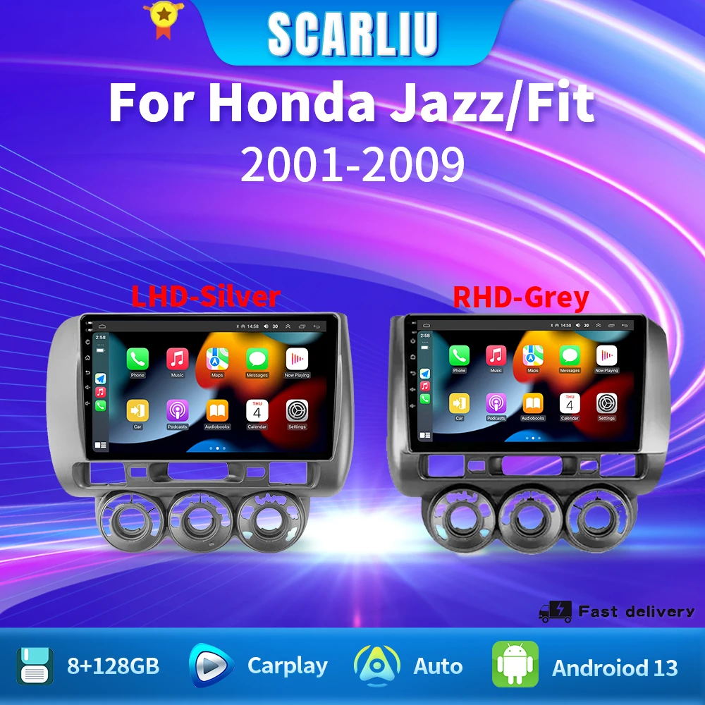 

Android Car Radio For Honda Jazz 1 GD 2001 - 2008 Fit 2001-2009 Navi GPS 1280*720 Carplay Multimedia Player Auto Stereo