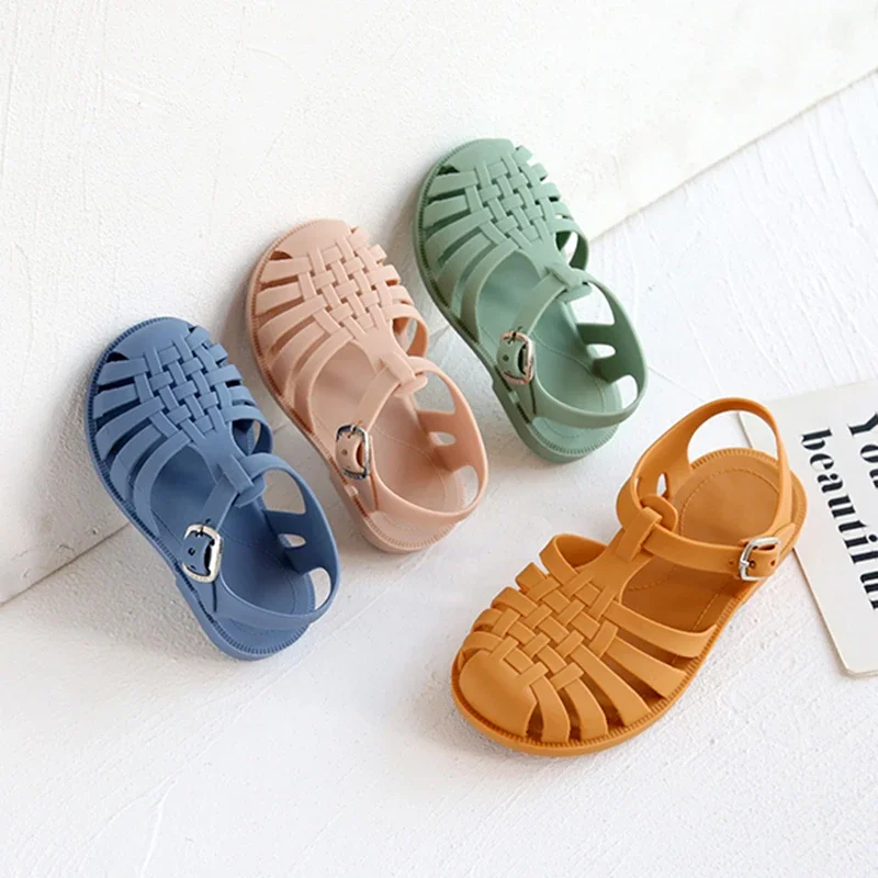 Baby Gladiator Sandals Casual Breathable Hollow Out Roman Shoes PVC Summer Kids Shoes 2022 Beach Children Sandals Girls