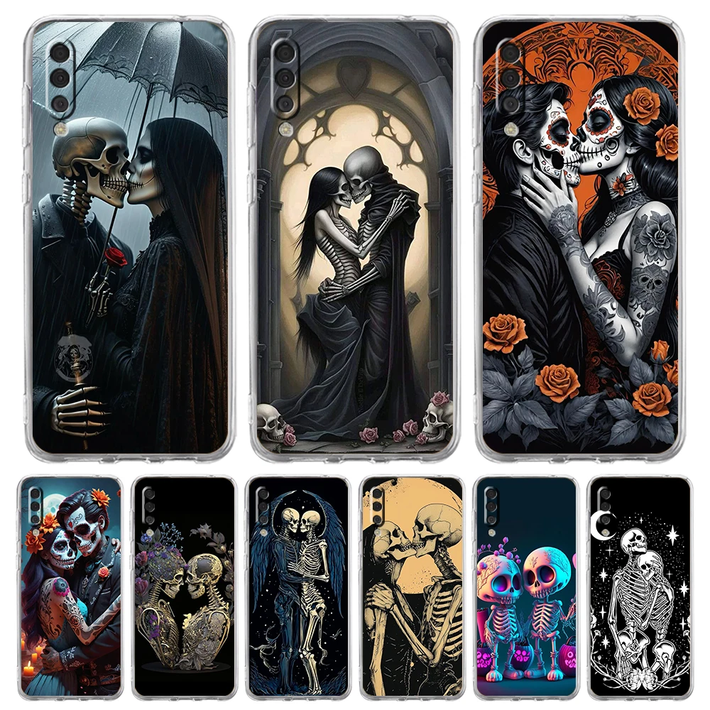 Love Skeleton Skull Soft TPU Cover for Samsung Galaxy A25 A23 A22 A52S A52 A55 A72 A51 A71 A41 A31 A13 5G Transparent Phone Case