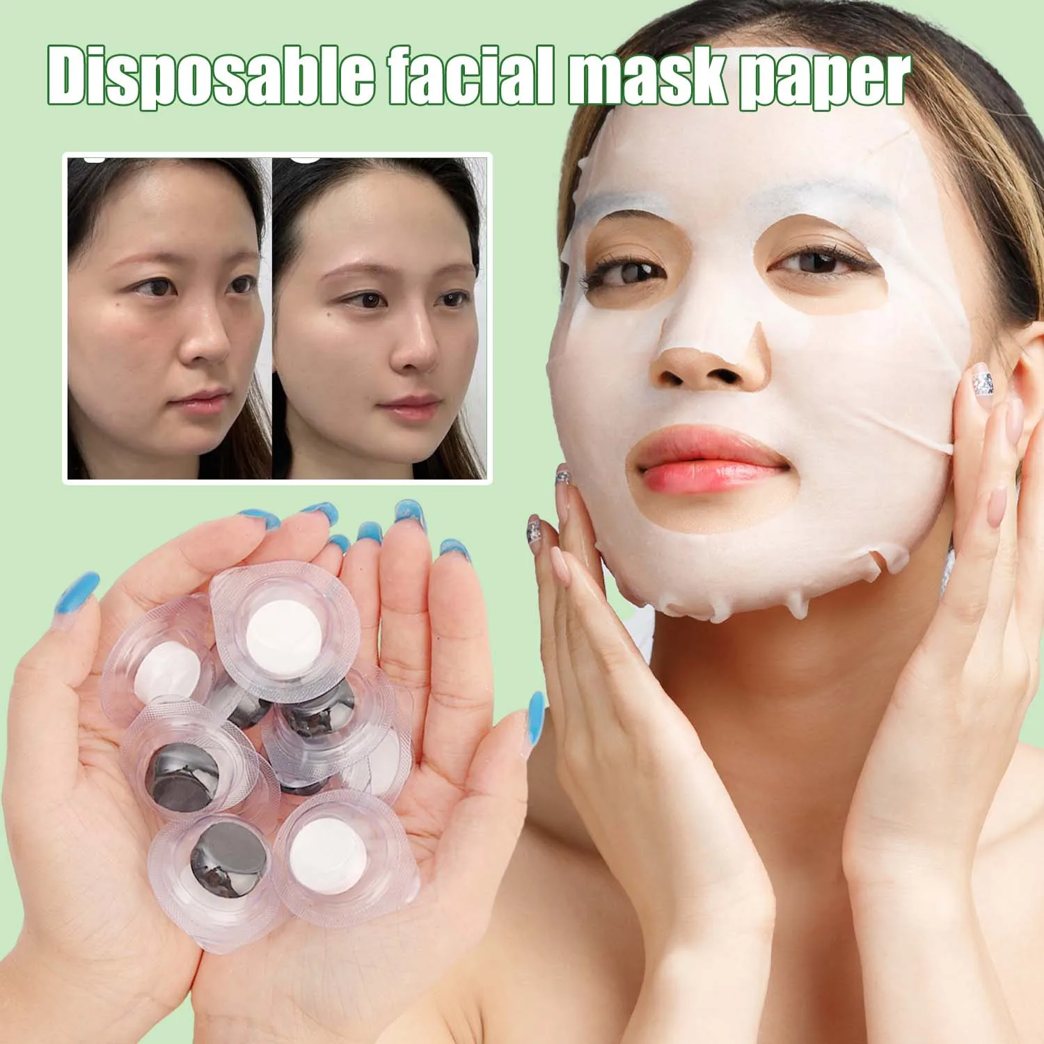 Taza de gelatina portátil desechable, hojas de máscara comprimida DIY, tela no tejida, hojas de máscara de carbón de bambú, herramienta de belleza para el cuidado de la piel diario