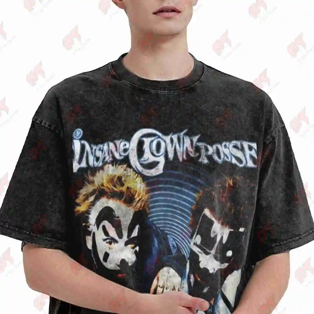 ICP Vintage 1980s Hip Hop Clown Faces Insane Posse Vintage Washed Tee Pure Cotton T-Shirt