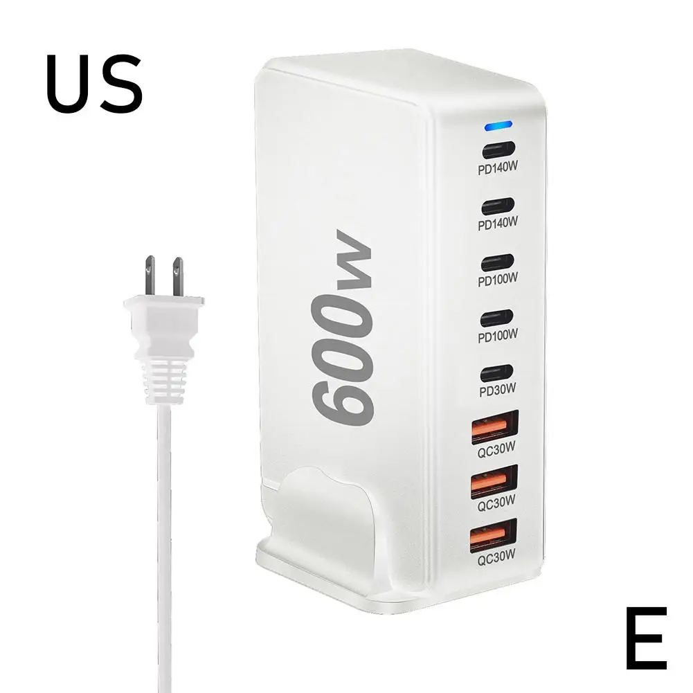 Pengisi daya Pd Cepat Desktop Usb 600w, 8 port Usb tipe Mobile Laptop C Pc adaptor pengisi daya ponsel Us/eu/uk/au Plug N2c3