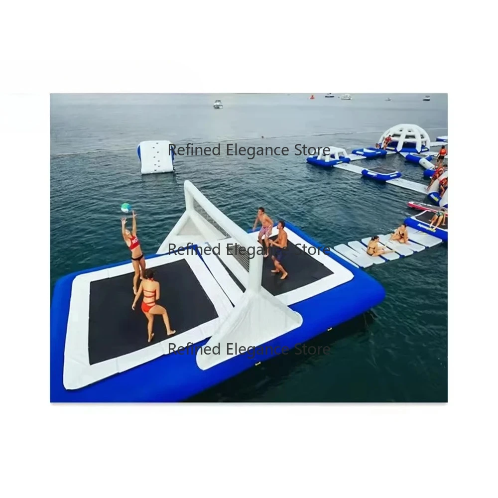 Inflatable Floating Volleyball Trampoline Court with Net - Water Sports Game Equipment for Outdoor Fun