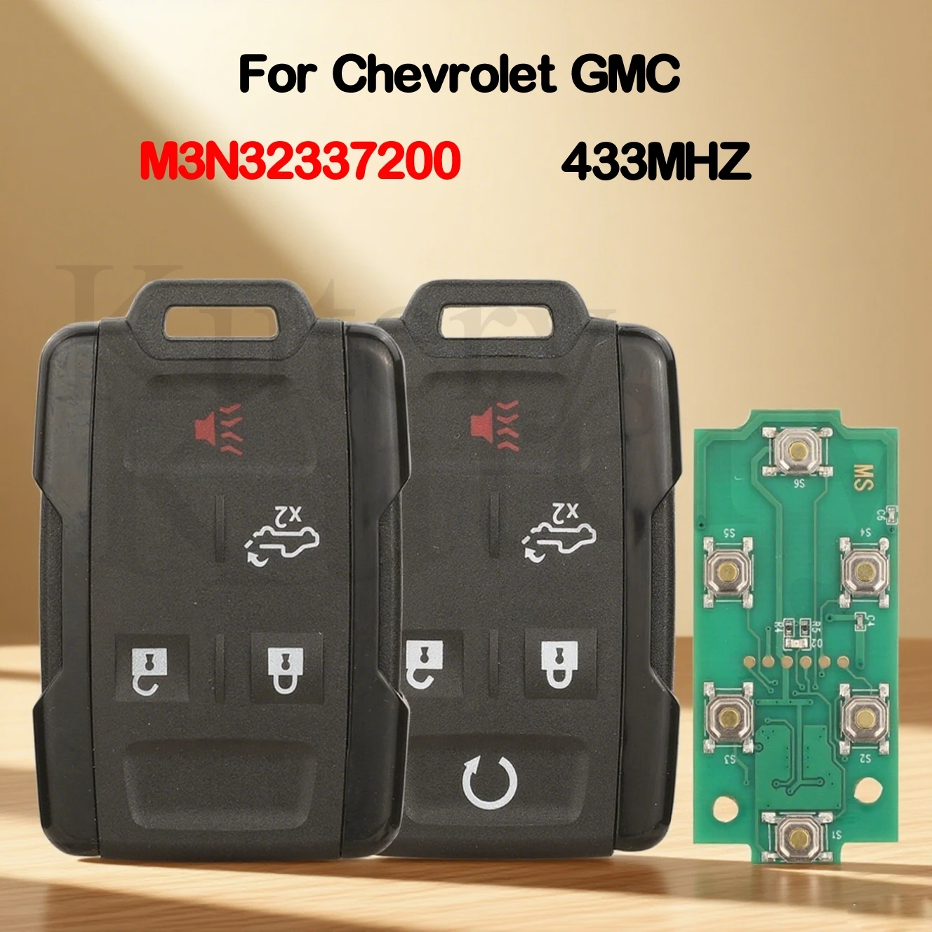 

jingyuqin Remote 3+1/4+1 Buttons Black M3N32337200 433Mhz Car Key Alarm For Chevrolet Suburban Tahoe Silverado Canyon GMC Pickup