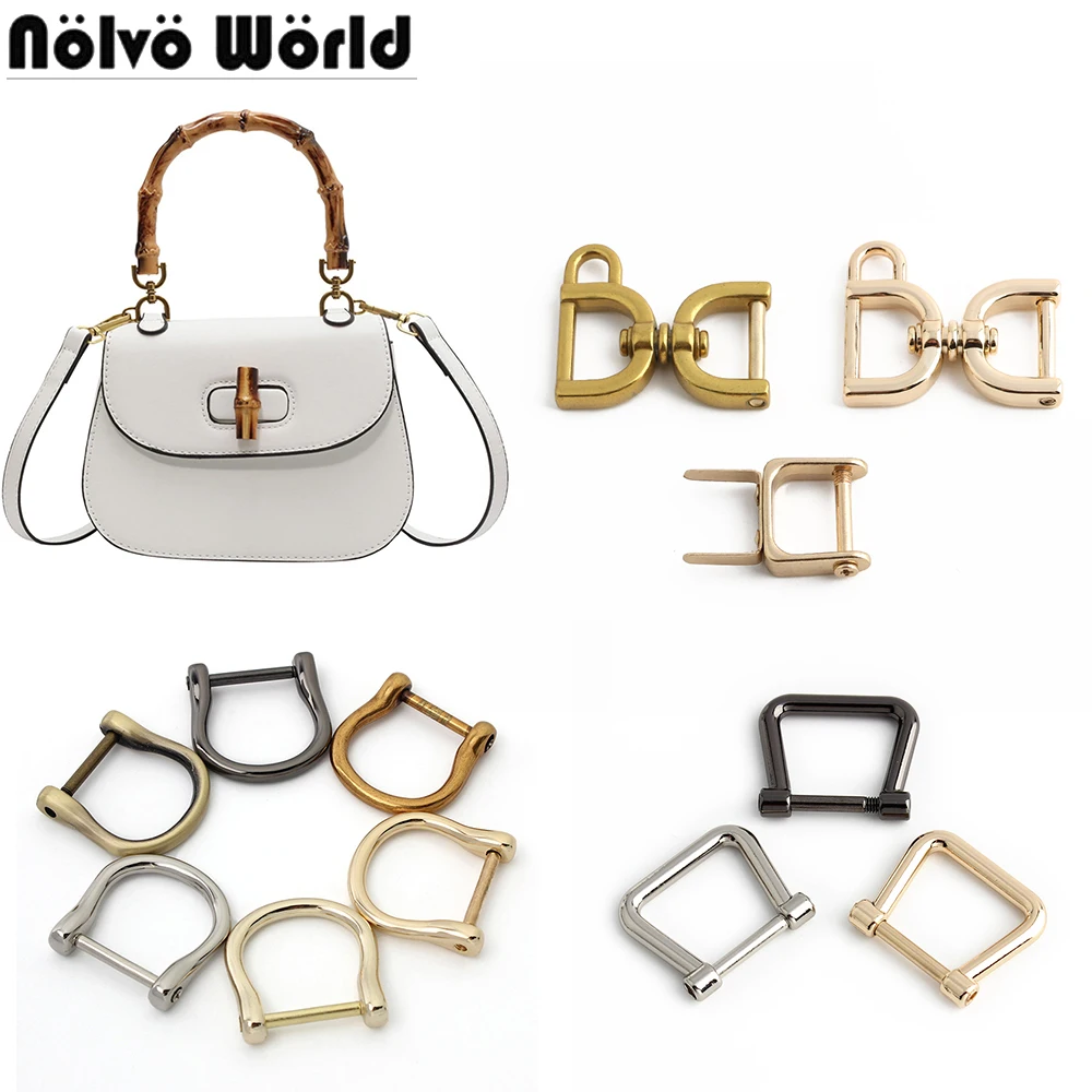 20/40/100PCS Detachable Metal Bamboo Bag Decorative Link D-Buckle For DIY Shoulder Belt Strap Handle Opening D Ring Accessories