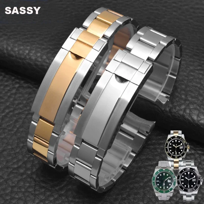 

20mm 21mm Watchband For Rolex SUBMARINER DAYTONA Folding Clasp Watch Strap 904L Stainless Steel Watch Bracelet Accessories